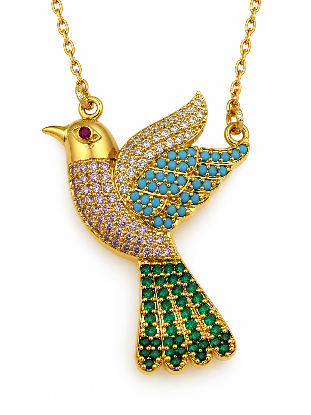 Saarika - Bird Motif CZ Necklace Set