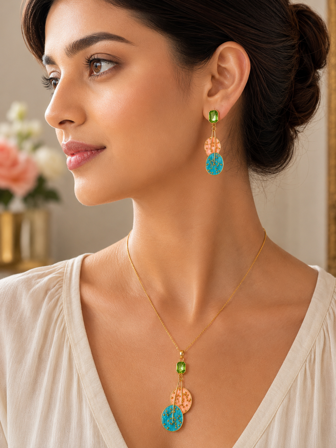 Seraya Enamel Drop Necklace Set