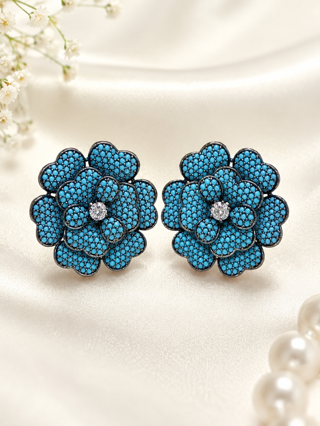Turquoise Flora Shine Studs