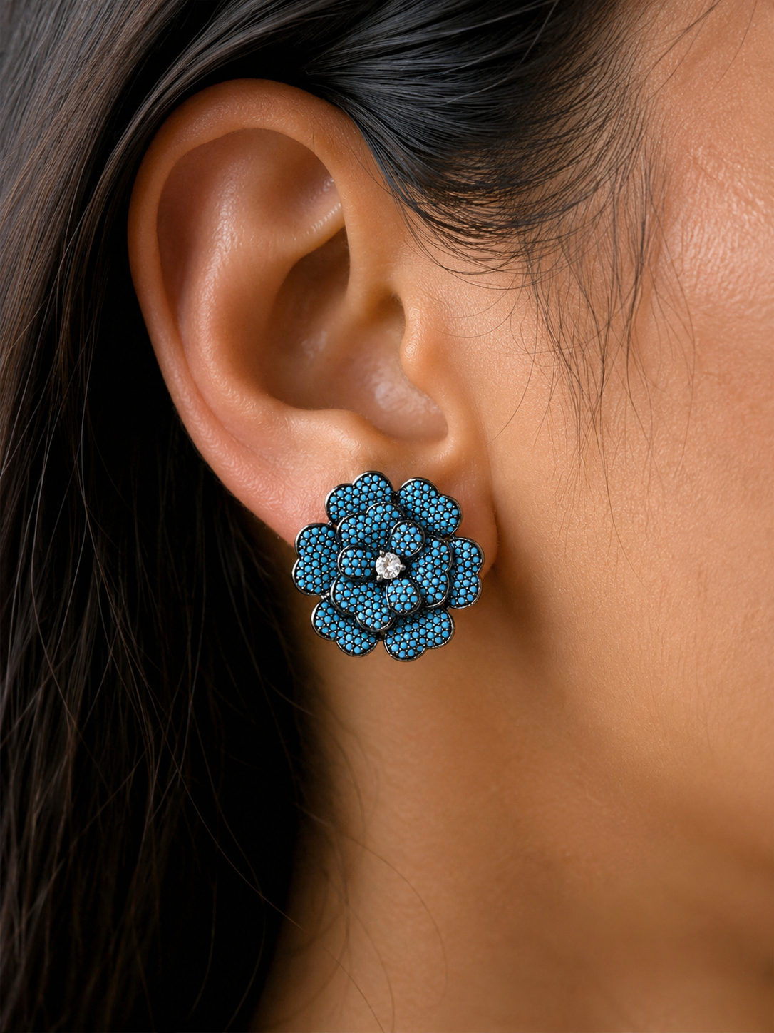Turquoise Flora Shine Studs