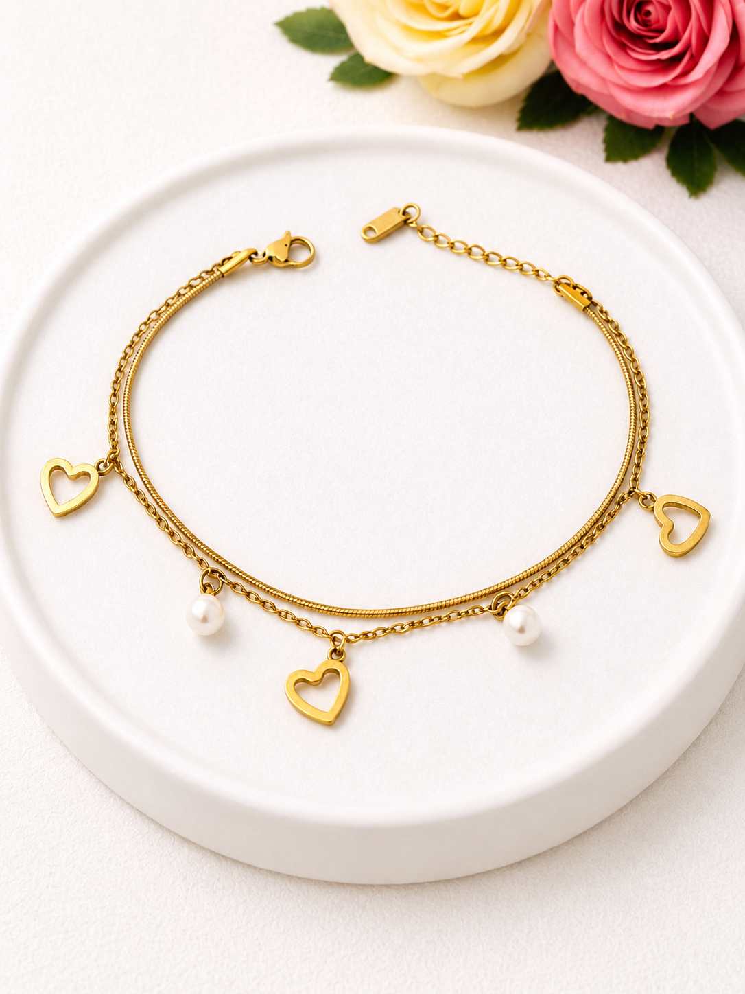 Velora Heart & Pearl Bracelet