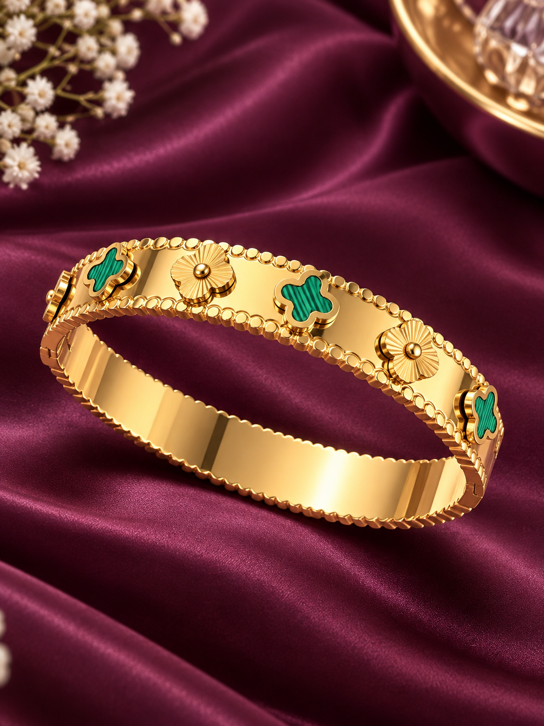 Verdant Bloom Bangle Bracelet